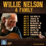 Willie Nelson Instagram – NEW DATES ADDED! Willie Nelson & Family have added Midwest dates and San Diego to the 2024 tour. Club Luck presale tickets and Premium Packages go on sale tomorrow, Wed. 1/17 at 10AM local time. Tickets on sale to the General Public Fri. 1/19 at 10AM local time. Visit willienelson.com to purchase tickets.

Club Luck Members get exclusive ticket access before anyone else! Not a member? Join today at willienelson.com.

Premium Packages include a Premium Ticket to the show PLUS exclusive merchandise!