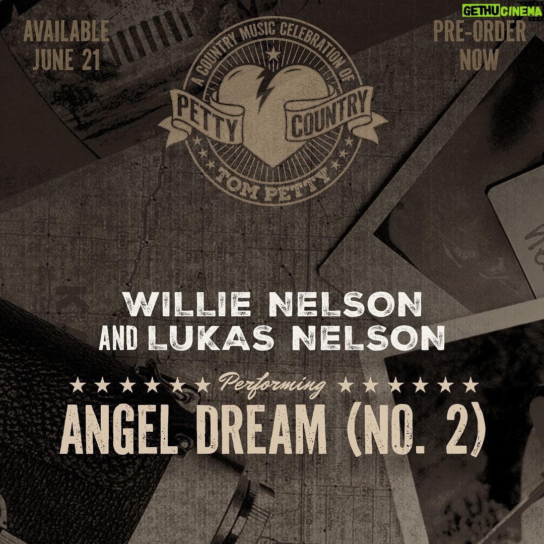 Willie Nelson Instagram - Willie and @lukasnelsonofficial’s cover of @tompettyofficial’s “Angel Dream (No. 2)” from the ‘Petty Country: A Country Music Celebration of Tom Petty’ album is releasing on June 21! Pre-save the album now at the link in story.