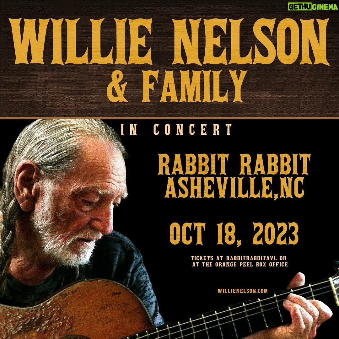 Willie Nelson Instagram - JUST ADDED! Willie Nelson and family is heading to Charleston, SC and Asheville, NC this October. Tickets go on sale THIS Friday at 10a ET at willienelson.com.