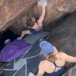 Willow Shields Instagram - My first V3 outside: Skimmer in Hueco Tanks finishing like a beached whale. Also upon research I believe I started this climb wrong but will be back to try again 🫶🏻✨ #climbing #beginnerclimber #huecotanks Top by. @freepeople Shorts @beyondyoga