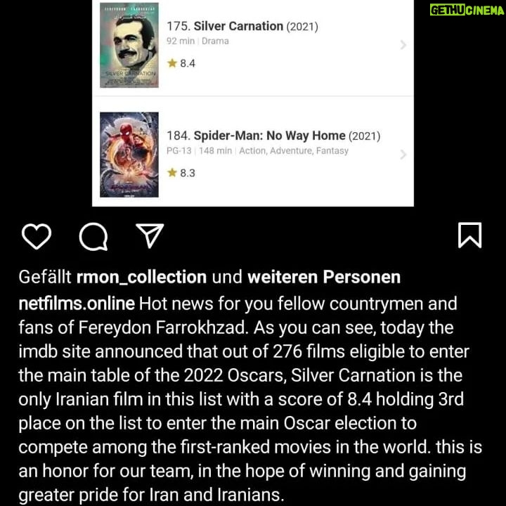 Wilma Elles Instagram - 🙏 @theacademy 🏆 #oscars 🏅 #oscars2022 🏆 It is really true... The American-Iranian cinemamovie "Silvercarnation" , in which i played the female Lead was eligible for Oscar Academy 2022 nomination in all categories ... This was such an honour... Thank you thank you Roy Sartipi for making this happen !!! 🙏🙏 And it is the fourth ranked Oscar eligible movie according to IMDb ratings!! You can watch the film on @netfilms.online @roysartipi Gerçekten 2022 de kadın başrol oynadığım sinema filmi "Silvercarnation" Oscar'a aday aday oldu ⭐⭐⭐ Hem de IMDB de Oscar Aday Aday olan filmlerinin listesinde biz en iyi 4. reyting aldık 🙏🙏 Bu sevincini ve gururunu yaşadığım için yönetmen ve yapımcı @roysartipi e çok teşekkür ederim Ve tabiki herşey den önce Allah a şükrediyorum 🙏
