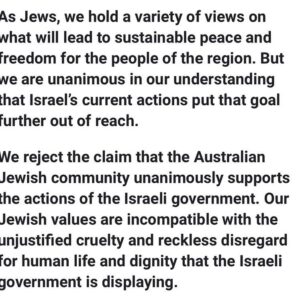 Yael Stone Instagram - I am a secular Australian Jew and I have signed this open letter. 
The land in the Middle East has number of touchstones for my family, my name is drawn from those connections. But I have never set foot there, I never felt I had the capacity to hold so many conflicting notions and visit with a clear heart. This war is vast and deep, historically ancient, complex and wrought with pain - all beyond the scope of my comprehension. But I do know this, the current violence is taking us further and further from peace. And peace must surely be our purpose.##### IMPORTANT ADDITION = For those of you posting flags in connection to my post, respectfully, I ask you not to. I do not stand for ‘a side’ or behind any flag that is well beyond my comprehension let alone my identity. That is tribalism at work - that seeks to divide, a world where you have to choose a side (and continue the battle footing). With this post I support peace - which practically is a long and delicate process - that will not involve little me or most of us in social media land. My post is a simple statement that first step towards peace seems to be the cessation of violence. This includes a release of hostages which is stated clearly in the letter.