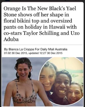 Yael Stone Instagram - Shout out to this publication for committing themselves to celebrating my body! Thank you for paying for creepy long lens images of me over the years in my swimmers and underwear. And such editorial insight to know that I was ‘showing off’ my body! I was certainly not simply at work or privately enjoying the company of my friends, I was definitely showing off. 
In all seriousness, I have felt so much shame and self hatred over the years about my body. When I saw the most recent images of my body, a body that 3 months prior birthed our 2nd baby I had a momentary desire to punish myself. But then I thought ‘That’s what this game is designed to make us all feel; shame.’ So no, I will not hate my body. I will not be ashamed of this body that does amazing things for me everyday. A body that gave us our daughters and performs all manner of biological miracles. And a body that is aging and changing and with one day will stop. Till that day I say thank you body for working so hard to carry me around! You are a lovely vehicle for my mind and spirit, those things that truly matter.
