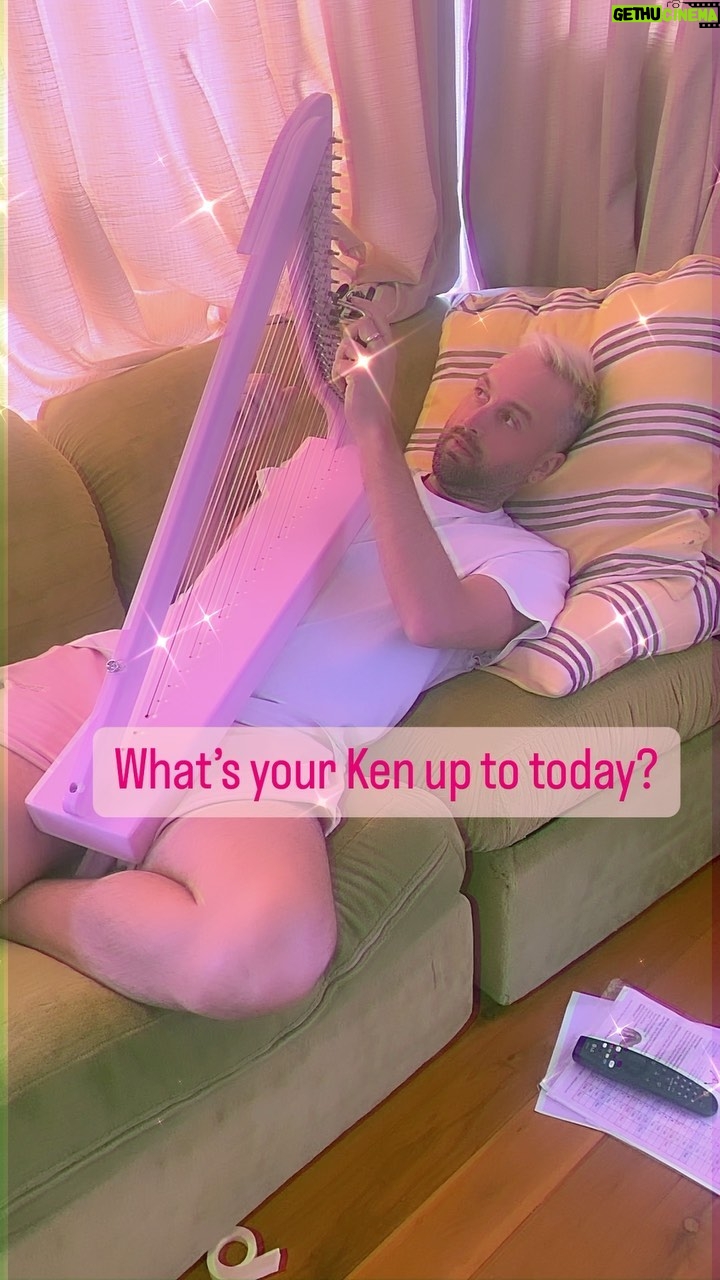 Yael Stone Instagram - My Ken tunes his harp 💕We are trying to take moment to breathe in our house. There is so much intense pressure in this life. So much hard work, so much trying to make good. Taking a minute to tune your proverbial harp is critical, so go on…