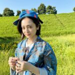 Yumi Adachi Instagram - 💙💚💙 息子の帽子を拝借🧢