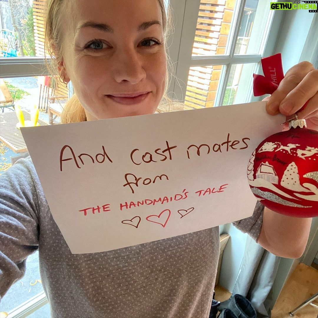 Yvonne Strahovski Instagram - Hey everyone! I’ve been a proud supporter of Operation Smile for over a decade now & I love participating in their annual #celebritiesforsmiles campaign with @balsamhill! You can go to www.celebritiesforsmiles.com to bid on these signed ornaments this holiday season & help change some smiles for children around the world in the process ❤️ Hope you can participate & a big thank you to my Handmaid’s cast mates for signing this year ❤️