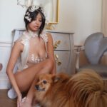 Zahia Dehar Instagram - L’abricotier en fleurs 🌸 #zahiacouture