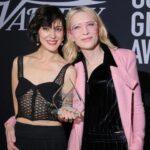 Zar Amir Ebrahimi Instagram - TBT May 23’ @festivaldecannes #SHAYDAfilm EP Cate Blanchett presented the Breakthrough Artist Award to our star @zaramirebrahimi at the @variety x @goldenglobes event 💫 @sonyclassics @dirtyfilms #womeninspiringwomen #cateblanchett #zaramirebrahimi 📷 Pierre Suu (Getty Images)