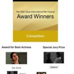 Zar Amir Ebrahimi Instagram - Very honored and grateful to @tokyo_intl_film_festival and the jury Thanks to all cast and crew #tatamimovie first of all Arienne Mandi ! Without you @arienne_mandi this movie and this coach wouldn’t exist! تاتامی در سرزمین جودو، جایزه هیات داوران و بازیگر زن فستیوال فیلم توکیو را گرفت! 🙌🙌