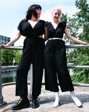 ALB in Wonderland Instagram - in the past two years we’ve accumulated so many matching outfits 😂 but the ironic thing is we didn’t even plan this one, we just both individually decided we were going to wear our black jumpsuit that day! I guess sometimes it just works out.
📸 photo by Hugues Bernard