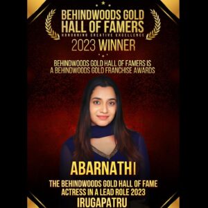 Abarnathi Instagram - #irugapatru❤️ pavithra 🥰 #thankfultoeveryone 😊🙏 

#awards #irugapatru #cinemalover #actress #abarnathi #behindwoods #behindwoodsgoldmedals #goodvibes #positivevibes #characterpavithra #thanksgiving #2023 #movie #trending #love #couple #relationship #relationshipgoals #2024