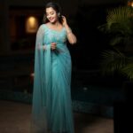 Abarnathi Instagram - Eclipsed by ma own aura 🩵✨ : : : Designer @maluraahdesigns Clicks @eyeclickzstudio Stylist @diptidesai_official Hairstyle @salon_149 Mua @noormakeup_mehndi For movie #irugapatru Thanks giving meet 🩵✨ #promotions #cinema #fashion #designersarees #photooftheday #smile #fashiontrends #abarnathi