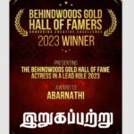Abarnathi Instagram - #irugapatru❤️ pavithra 🥰 #thankfultoeveryone 😊🙏 #awards #irugapatru #cinemalover #actress #abarnathi #behindwoods #behindwoodsgoldmedals #goodvibes #positivevibes #characterpavithra #thanksgiving #2023 #movie #trending #love #couple #relationship #relationshipgoals #2024