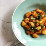 Abbie Cornish Instagram - Homemade Gnocchi! This is surprisingly easy to make and only requires 4 medium potatoes, 1.5 cups flour, 1/2 teaspoon salt, and one egg. Today, I found brown rice flour in my pantry that was leftover from when @thefeelgoodkitchen and I made our #Pescan Cookbook. I looked online to see what I could make with it and came across this Potato Gnocchi recipe. There are many variations but I went with this particular one from finecooking.com ~ https://www.finecooking.com/recipe/potato-gnocchi is the link if you want to look it up. I subbed out the all purpose flour for the one I had here and it still worked great. And subsequently it made it gluten free! After making and cooking the Gnocchi you can add any sauce or toppings you like before serving. I added some truffle oil and another egg. ; ) It’s really comforting and super delicious. ❤️ Sending lot of love to everyone. I hope you’re having a little fun in your kitchen and that it’s providing you with some warmth and positive activity as the days go by. Stay safe. X