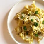 Abbie Cornish Instagram - From my home to yours. Let’s get creative in the kitchen! ~ Today for dinner I came up with this Pear and Parmesan Whole Egg Fettuccine. Have to say this has been my fav creation so far from the last two weeks! I was thinking today... how can I use the fruit in my kitchen in different ways. Fruit for dinner maybe?! So I gave this idea a whirl! // First slicing a pear into thin (wedge shaped) slices and then cooking the slices in a skillet on medium/high with vegan butter, a dash of olive oil, pear mostarda, salt and pepper. Heat down to low/medium. Once slightly browned, I moved the pear aside, keeping the yummy juices. I then cooked the fettuccine, removing it one minute early from the water. After which I drained fettuccine and placed into the same (still hot) skillet over medium heat, added in the pear, some Parmesan and vegan mozzarella and gave it a stir for about 30 seconds to a minute. Added a little more vegan butter and a pinch of salt and pepper and served. As garnish I used small torn bits of parsley. Mostly just for decoration... but I have to say they unexpectedly sat really well in the flavor profile. // All the lessons you taught me and the work leading up to our cookbook are really paying off @thefeelgoodkitchen!