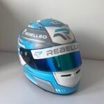 Abbie Eaton Instagram - Rebelleo Helmet 🔥 Really happy with how this one came out! Similar to my previous couple of helmets in design but this year I’ve swapped the ⭐️ for the Rebelleo R and utilised the Rebelleo colours. I love it! What do you think? 😍 Helmet: Arai GP7 SRC Painter: @rennatdesign Design: @mdm_designs #Helmet #Arai #Rebelleo #Paintjob