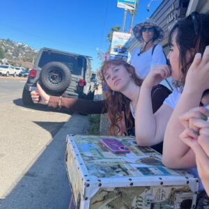 Abby Donnelly Instagram - my hobbies include:
 •dusting sand off sunscreen 
 •pretend hitchhiking 
 •standing in the road to take a picture