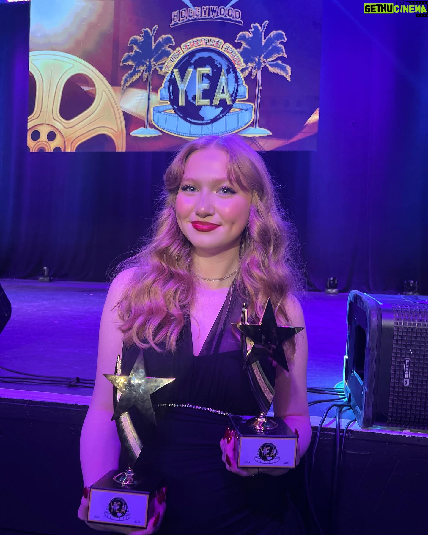 Abigail Zoe Lewis Instagram - I’m so grateful for receiving these two awards for “Best young actress in a voice over performance” & “Best young actress in a commercial” thank you so much to the @yeaawards 🤍 #yeaawards #youngentertainerawards #actress