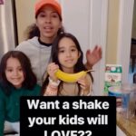 Adassa Instagram – Want a quick and easy shake your kids will drink every time? Here it is! 5 delicious ingredients and that’s it! Jasmine doesn’t really like milk, but when we make this she drinks every drop! #ovaltine #jiff #organicvalley #ninja
Recipe:
½ a Banana 🍌 
1 spoonful of ovaltine 🍫
¾ cup of organic milk 🐄 
1 tablespoon of peanut 🥜 butter
Ice 🧊 

Check in for more yummy mommy meals! #momlife #recipe #kids #fyp