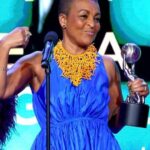 Adjoa Andoh Instagram - So delighted for our win at 2024 #NAACPImageAwards for Outstanding Drama Series Queen Charlotte: A Bridgerton Story Thx to Shonda Rhimes for her brilliance & all wonderful team @shondaland @netflix. Fab to attend with amazing @goldarosheuvel & stunning @arsemathomas Huge Thx to designer maisonrabihkayrouz & @annahcstyle