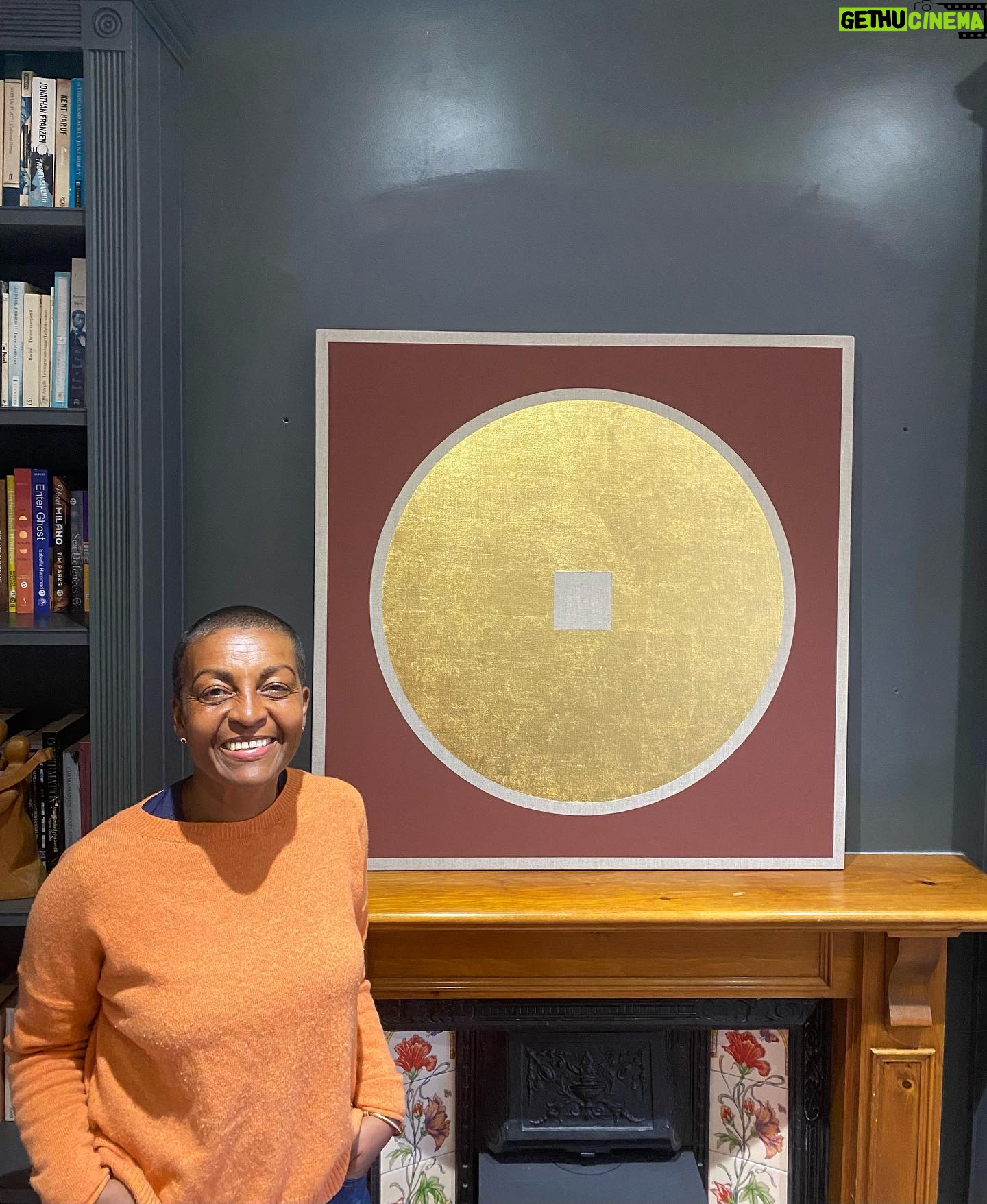 Adjoa Andoh - 5.2K Likes - Thrilled to receive this beautiful painting ‘Golden Earth Door’ from the brilliant Jim MacAirt @zen_not_zen 🌞A very Happy Birthday to me from my husband @howardcunnell ! #zennotzen #jimmacairt #zenpainting