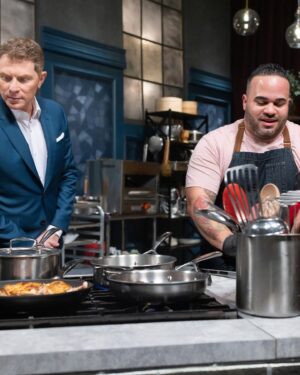 Adrienne Cheatham Instagram - Hi Besties! Been a while (sorry, y’all know I go MIA but true fiends feel like no time has passed 😂🤷🏽‍♀️). A lot has been cooking, and here’s one… Catch me judging on #BobbysTripleThreat next week when the super talented @chefkelvin goes up against the Titans! Bobby keeps a tight shoe game, but I think the gold pumps won this round 😂 
…………
Premiering Tuesday, September 26th at 9pm- “Titans vs Kelvin Fernandez” 
New York City Chef Kelvin Fernandez already beat Bobby Flay with his legendary signature dish. Now, Bobby's invited him to the Triple Threat Kitchen for a shot at the Titans, where judge Adrienne Cheatham must decide if Kelvin's strategy pays off.