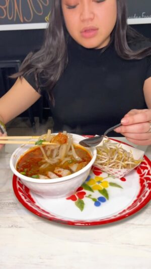 Ae Southammavong Instagram - Y’all ever eat spicy 🍑 thum and then while your mouth is still burning, you eat hot soup next? Or am I just extra extra??! 🤣🤣🤣 I was dyingggggg!! Follow @laofoodlover for more 🌶️🌶️🌶️ content! @boi.sabaidee ima get you back bro fr fr #laofood #laofoodmovement #thum #khaopieksen #khaopiek #hotsoup #soupseason #spicy #spicyaf #burning #mytongue #damage #ibs #prayforme #wishmeluck #southeastasianfood #udonnoodles #thicknoodles #noodles #noodlesoup