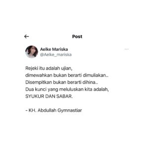 Aelke Mariska Instagram - Sebuah pesan untuk saya yang “kalo bisa ngamok, ngapain sabar..” 😄

Jangan lupa syukur dan sabar ya! Hehe..

#aelkereminder