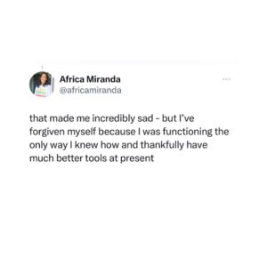Africa Miranda Instagram - twitter is where I share my inside thoughts outside. this unexpectedly resonated w/ a lot of people, so for #mentalhealthawarenessmonth I felt it would be good to share here. thank you to everyone who shared/commented there, LinkedIn and other places. clearly we are all carrying a lot 🤍 

stepping away from what I like to call the “Black Girl Magic Industrial Complex” has been an adjustment. we’re rewarded with social and literal currency to be our shiniest overachieving selves, meanwhile many of us are barely holding on. while i can’t speak for everyone - it wasn’t sustainable for me. 

i didn’t expect such an overwhelming response and it is VERY clear this is an extended convo worth having - and when the right platform presents itself I look forward to sharing and diving into it more. 

xo🤍