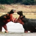 Agnès Varda Instagram – It was a Saturday on ARTE channel. These 2 hippopotamus  only eat herbs ( 110 pounds per day ) does not make them look peaceful …. 👁