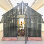 Agnès Varda Instagram - Toute une copie 35mm 🎞 de mon film de 1964 LE BONHEUR a servi à construire cette CABANE de CINÉMA en fait une serre. On y cultive des Tournesols 🌻 comme ceux du générique 🎥 A whole 35 mm composite print of my film HAPPINESS was used to build this CINEMA Shack, a greenhouse actually #Sunflowers 🌻are grown there as those in the opening credits @galerieobadia @artcontemporain - to be followed 😊