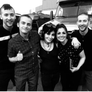 Aimee Interrupter Instagram - I met my hero. I cried.  I told her how much she has meant to me all my life. I told her how she helped me feel less alone in the world. I told her how I took my bike down to the record store and bought my very first cassette tape of “Joan Jett and the Blackhearts”  when I was 8 years old and it changed my life. I am humbled and honored to have been able to tell her how much she saved me growing up. She gave me the biggest best hug ever and told me to keep doing what I do. She was so sweet!!! She told me she’ll be watching me on Jimmy Kimmel. These are wild days!! I LOVE YOU @joanjett 🖤Thank you @kevinlyman for introducing us and helping make this lifelong dream come true. 😭💕#jjlive #joanjett #joanjettandtheblackhearts #theinterrupters #aimeeinterrupter #vanswarpedtour 📸@Ljrp