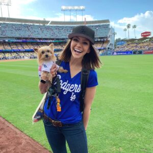 Aimee Teegarden Instagram - Let’s go @dodgers ⚾️!! #pupsinthepark #baseball 🐶⚾️🐶⚾️ (Emmet Brickowski for the win)