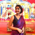 Aindrila Sharm Instagram - শুভ মহানবমী 💜🌸 P.C. @_more_than_a_doctor_ thank you so much @shunyaaonline for this beautiful saree . ♥️