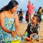 Aishwarya Ramsai Instagram - THERE'S THIS BOY wHO Holds MY HEART. HE CALLS ME Mom🩵❣️My vyAn💋 : #sonlove #beach #sand #actress #aishwaryaramsai #bekind #staysafe