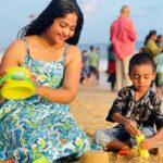 Aishwarya Ramsai Instagram - THERE'S THIS BOY wHO Holds MY HEART. HE CALLS ME Mom🩵❣️My vyAn💋 : #sonlove #beach #sand #actress #aishwaryaramsai #bekind #staysafe