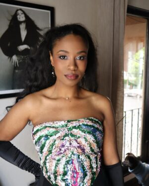 Akilah Hughes Instagram - Part I of the greatest I have ever looked. The WGA awards was the final awards show of this very strange, post-strike awards season. Even though we, like Beyoncé, lost to cArPoOl KaRaOkE 😅, no one beat my look. 🥰 I have to thank @charlienchargie for seeing this doll’s potential and absolutely eating right here. Just iconic. To the other incredible writers on our show, you know we are good.

HMU: @linalarson 
👗: @harbison.studio 
👂🏾 💍: @sidneycheriestudio

#sequins #harbisonstudio #formalgown #redcarpet #gloves #fashion