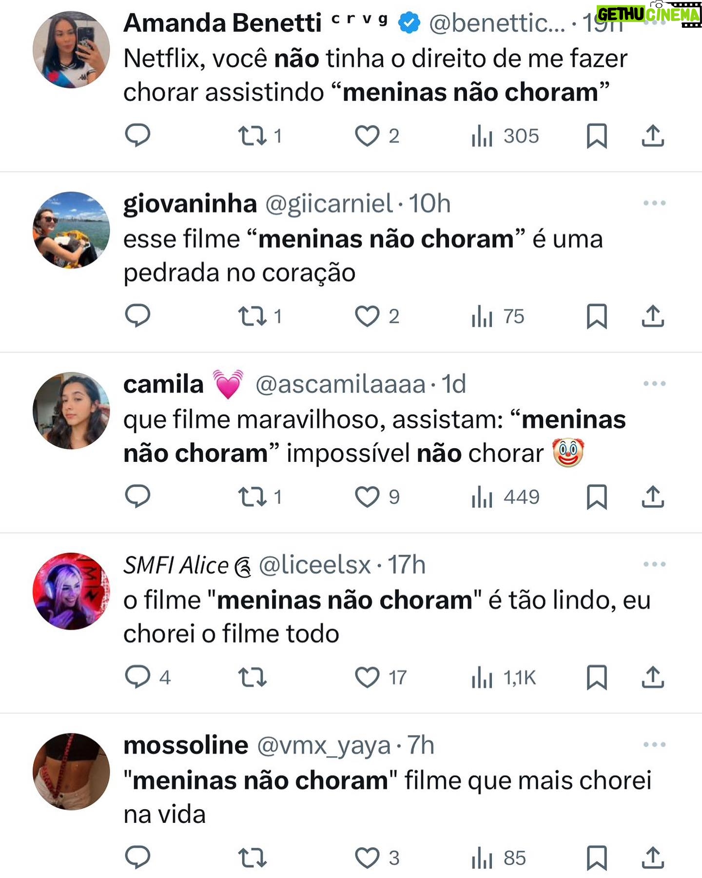 Alana Cabral - 2.8K Likes - muito amor e gratidão nessas fotos❤️🥹
#netflix #meninasnãochoram
