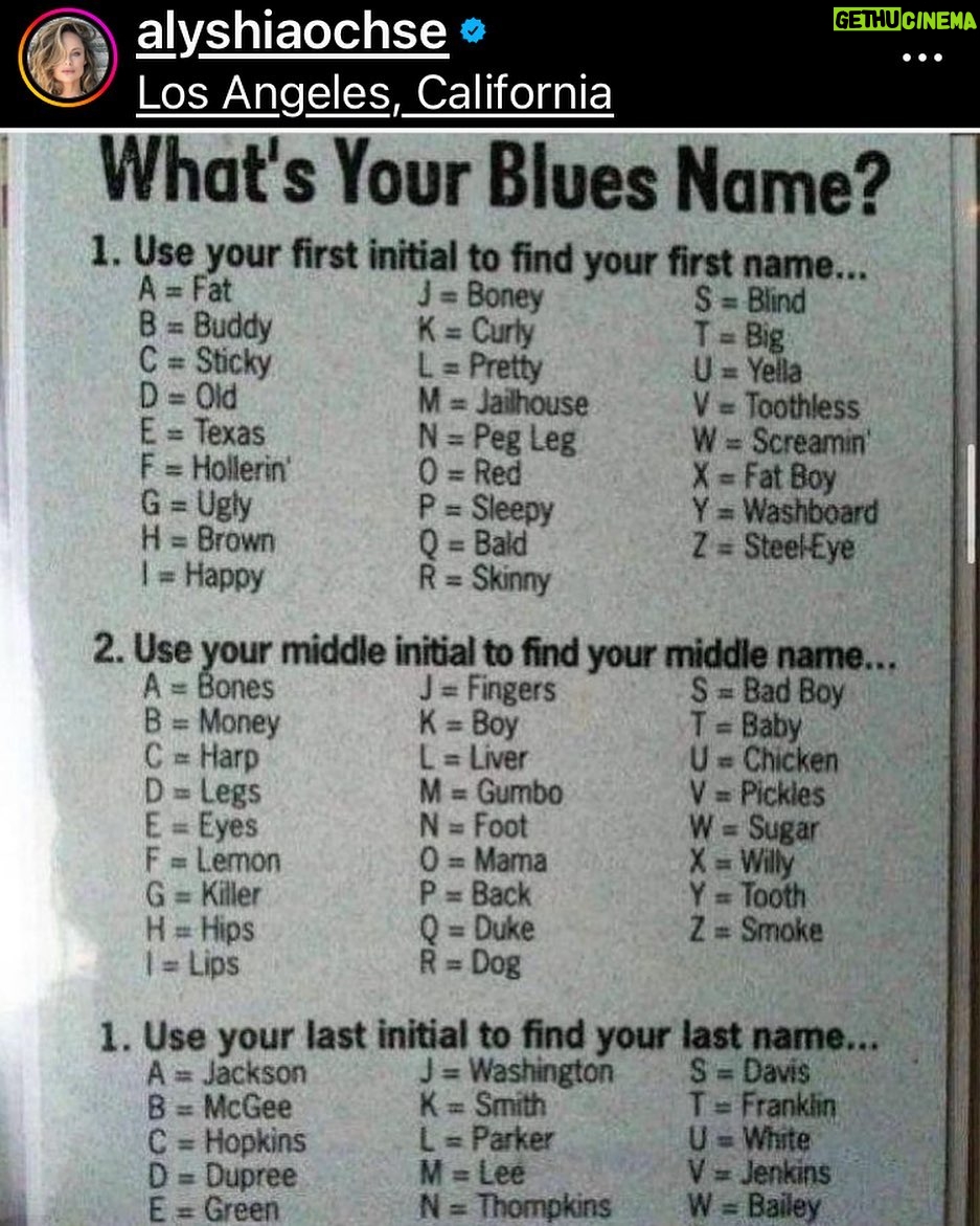 Alanna Ubach - 1.4K Likes - What’s your blues name? Oxoxo @alyshiaochse 😜😜