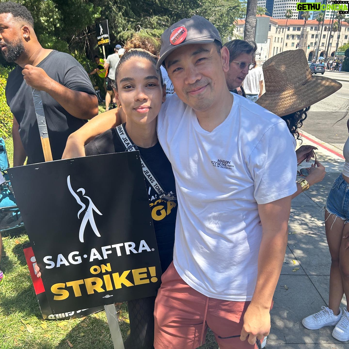 Alexandra Shipp Instagram - Day 3 of STRIKE! The studios are shutting down streets, putting up phony construction sites and cutting back trees so there’s no shade KNOWING it’s almost unbearably hot! What’s crazy is that we’ve been internally debating residuals and the overwhelming influx of streaming and AI for years now. It’s hard to put it into words, but it’s been a tough road for any actor in this industry. As the economy evolves, as well as cost of living, it’s becoming more and more apparent that our deals need to evolve as well!! We aren’t going to back down. We aren’t going to give up. We support all unions fighting for equality and equal pay. We are powerful. We are @sagaftra. #UNIONSTRONG #support the #strike