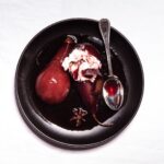 Ali Larter Instagram - Red wine poached pears! This looks fancy but is actually so easy!! It’s a sexy little recipe to make for Valentine’s Day. Boil 2 cups Forever Gold red wine with 3/4 cup of sugar. Add the peel of 1 orange and its juice, and any spices you have on hand, like a cinnamon stick, vanilla, and star anise. Peel 4 pears and add to the simmering pot. Turn to evenly poach for about 15-20 minutes. Remove pears, and reduce syrup until it is syrupy. Serve warm or cool with a dollar of mascarpone or whip cream and a drizzle of syrup. Yum! 💋Gorgeous 📸 @amyneunsinger