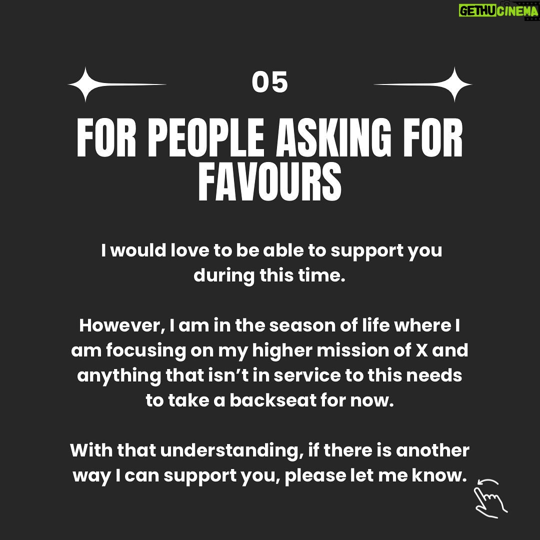 Ali Tate Cutler Instagram - ‼️‼️ Save these “No thank you” templates to your phone to automate your season of essentialism ‼️‼️ To be honest, I have been struggling. I feel burnt out. My mentorship business is thriving, there are modeling and influencing opportunities, social invites coming in every day. I have learned the hard way after getting sick the last two weeks what happens if you THINK you can do everything. You can’t. And you’re going to fail at your top priorities if you continue to say YES to every shiny opportunity that comes through. So I have saved these responses on my phone to automate the NO. Put a 🔥 if you’re in the burn out season and ready to say NO.