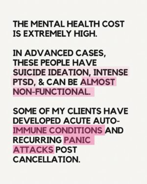 Ali Tate Cutler Instagram - CANCELLATION IS A MENTAL HEALTH ISSUE 💕

I have created these slides because a lot of my followers still don’t know the transition I’ve made from model to mentor…

In totally clear and unambiguous terms ⬇️

✅ I help women open and regulate their throat chakras to speak their truth, stop people pleasing and cultivate the I SAID WHAT I SAID energy 
✅ I help people who have experienced micro or macro cancellations recover and regain their shine
✅ I help clear the fear of cancellation happening in the future 
✅ I help women step into their authenticity chapter to make more money, call in aligned clients,
followers, friends and relationship in many industries

And here’s the thing… I know how painful cancellation can be and so FEW people are talking about this.

Because we are scared.
Because it’s heavy.
Because we don’t want to draw ire or unwanted attention to ourselves.

But people who have experienced micro or macro cancellation are hugely underserved and in desperate need of help.

This is a restorative justice issue. This is a community issue. This is a mental health issue.

I refuse to sleep on this topic anymore.

Drop a 🔥 if you’re feeling this