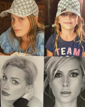 Alice Evans Instagram - Happy Easter folks! This is the first time in many years I’m not up early hiding eggs everywhere and I would say it’s sad but I’m kind of enjoying the lie in.😆Elsie is not here but she looked me straight in the eye a week or so ago and said ‘The Easter Bunny isn’t real, is he mummy?’( pause) ‘I am going to need you to tell me the truth.’ I capitulated. Elsie can be pretty badass when she wants to and you don’t want to mess with her! 😳

My friend Peg had this canvas printed for me a while back. The girls are I think 11 and 7 in it. 

I am 32 on the right and 51 on the left! I bet nobody can tell which pic I did my own hair for.. 🤭