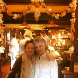 Alice Waters Instagram - Celebrating the lunar new year with Niloufer Ichaporia is my favorite meal at Panisse ! This photo was two years ago when the restaurant was decorated with garlands of marigolds, gardenias and chrysanthemums. This year, of course, we have our Niloufer inspired Parsi food "to go" and I am setting the table for five of us  at home with a garland Janet made. It is not the same  but beautiful and aromatic nonetheless....