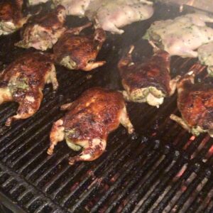 Alice Waters Instagram - I went by the Chez for the first time in weeks.. Gary was grilling  the quails for the dinners "to go" tonight and I was mesmerized . His attention attention and skill was so impressive. He says he marinades them with herbs and a bit of wine  to brown them well and to keep them beautifully medium rare inside.