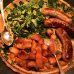 Alice Waters Instagram – I wish you could taste this plate of “Food to Go” from Chez on Sunday. I have always loved boudin blanc with fried potatoes and apples. But this addition of savory cabbages was a perfect addition.
