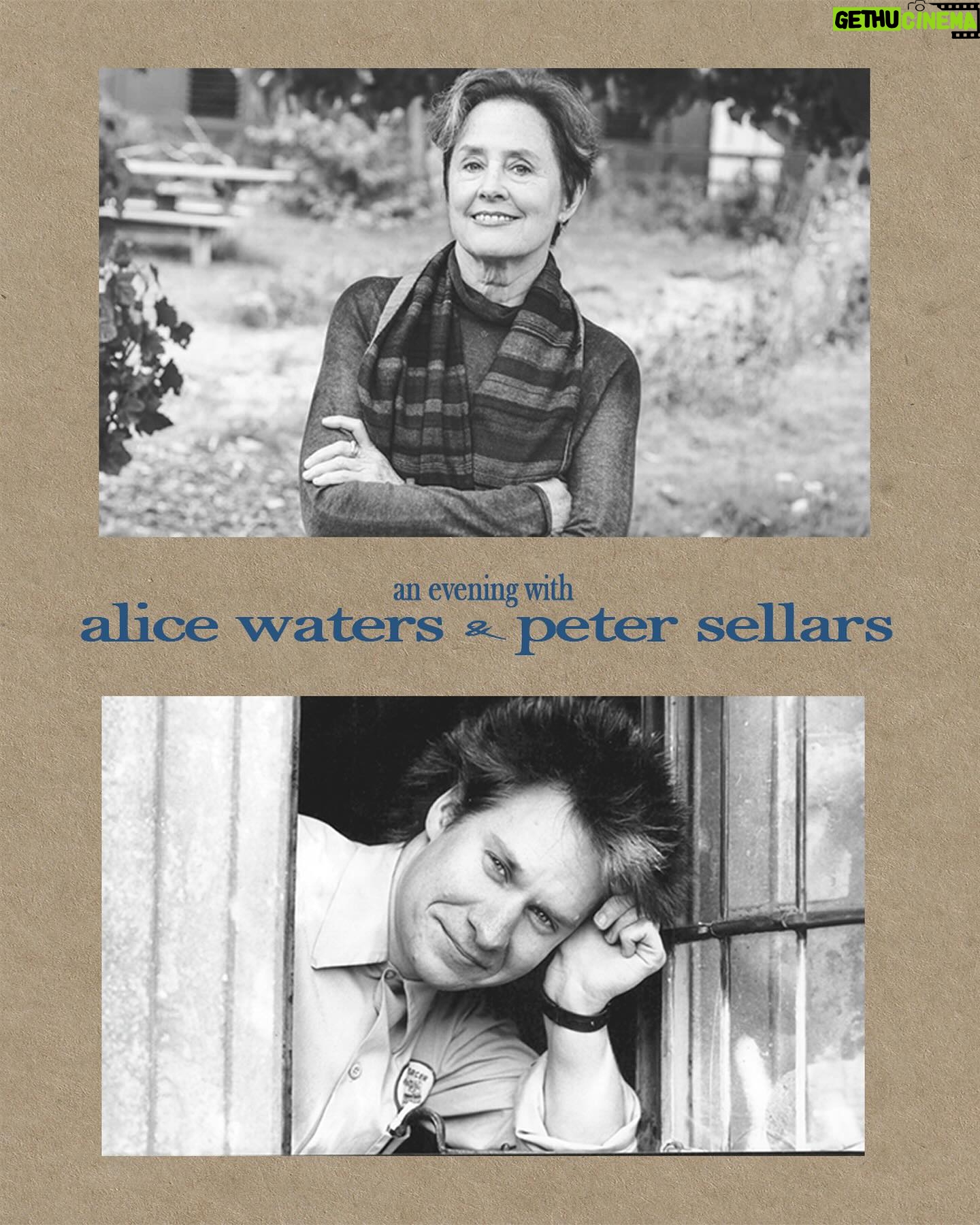 Alice Waters Instagram - Enjoy an evening with Alice Waters and Peter Sellars along with a delicious vegetarian prix fixe menu. Join us this Saturday, December 9th for a special dinner to follow the screening of "this body is so impermanent…" directed by Peter Sellars at the Billy Wilder Theater. The film will screen as part of Reimagining the Olympiad: Body and Mind, co-presented by the UCLA Film & Television Archive. If you would like to attend the screening, and then join us for dinner, we recommend booking a table around or after 7pm. Otherwise, to enjoy our special prix fixe menu only, you may reserve at any time. For reservations or more information on the screening, click the link in bio. We look forward to seeing you at this very special event. Please note: we may change ingredients or elements of the menu based on seasonal offerings at the farmers' market. Restaurant reservations do not include tickets to the screening.