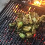Alice Waters Instagram – David Tanis cooked baby artichokes on the grill for HIS OWN birthday! Just a few vaccinated friends were gathered in Sue’s yard for a little dinner and a rosé toast. It felt almost civilized…Of course it was delicious: Fanny made a special cardamom cake and Sue made her divine fava bean pasta.