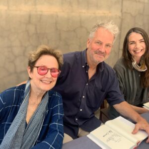 Alice Waters Instagram - Thank you dear Bob Carrau and Cristina Mueller for helping me write the book: I NEVER could have done it without you !  Here we are signing WE ARE WHAT WE EAT at the Chez Sunday Market! Varun, Alina, and Molly made it so beautiful . Thank you ! And thank you to Olive and Rosie( Cristina's kids) for painting me pictures while we signed. It was a beautiful afternoon seeing old friends and not having to be masked out there in the sun...